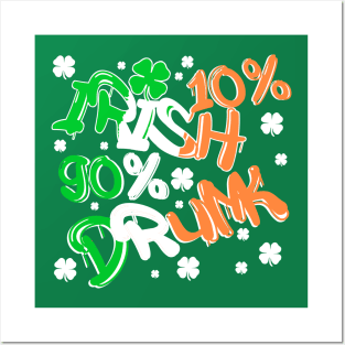 Saint Patricks Day Funny Irish Drinking Quote Lucky Clover Posters and Art